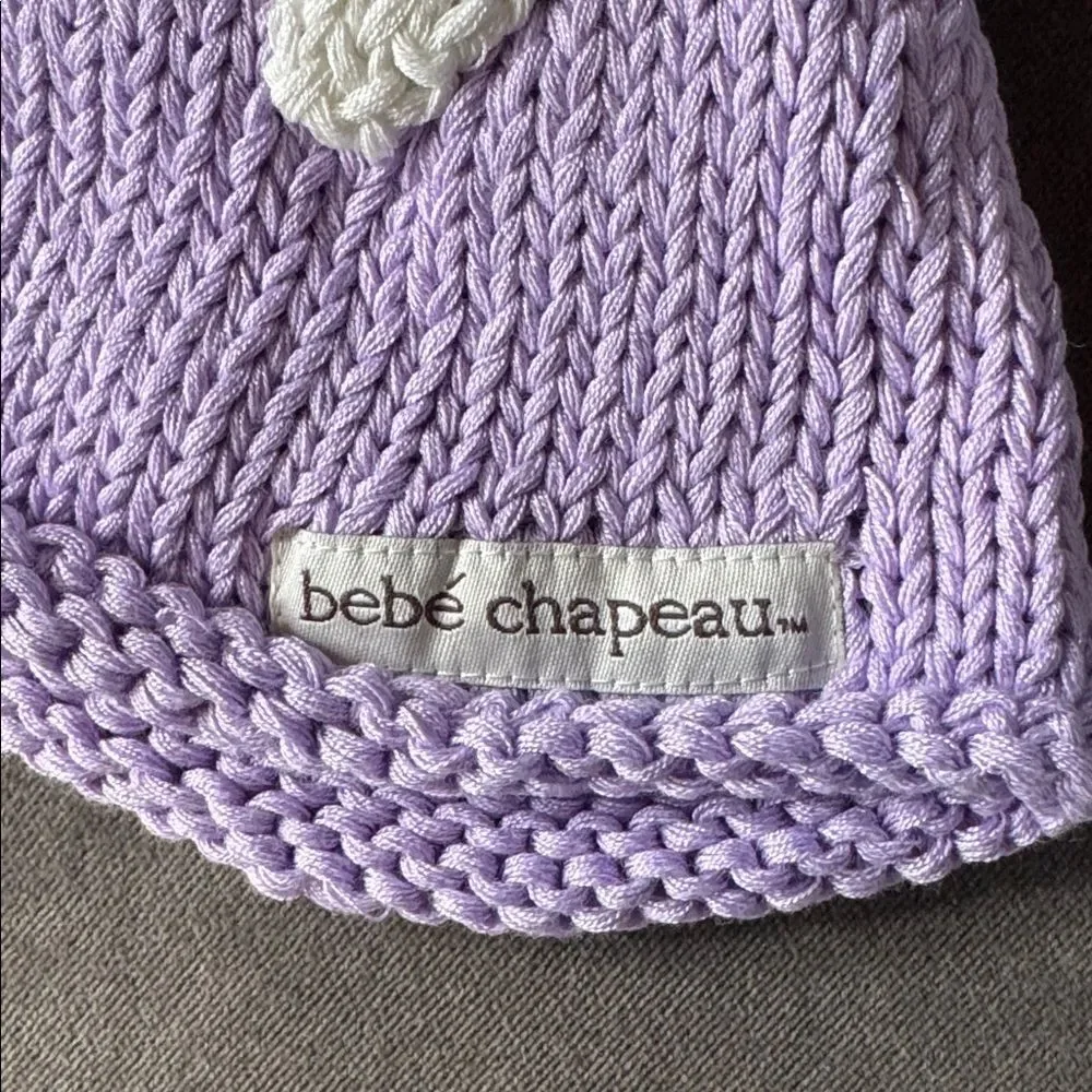 Bebe Chapeau Girls Baby Lilac Hat Daisy on Top 100% Cotton 6-12 months NEW
